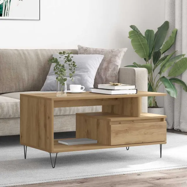 vidaXL Salontafel 90x49x45 cm bewerkt hout artisanaal eikenkleurig, foto 2