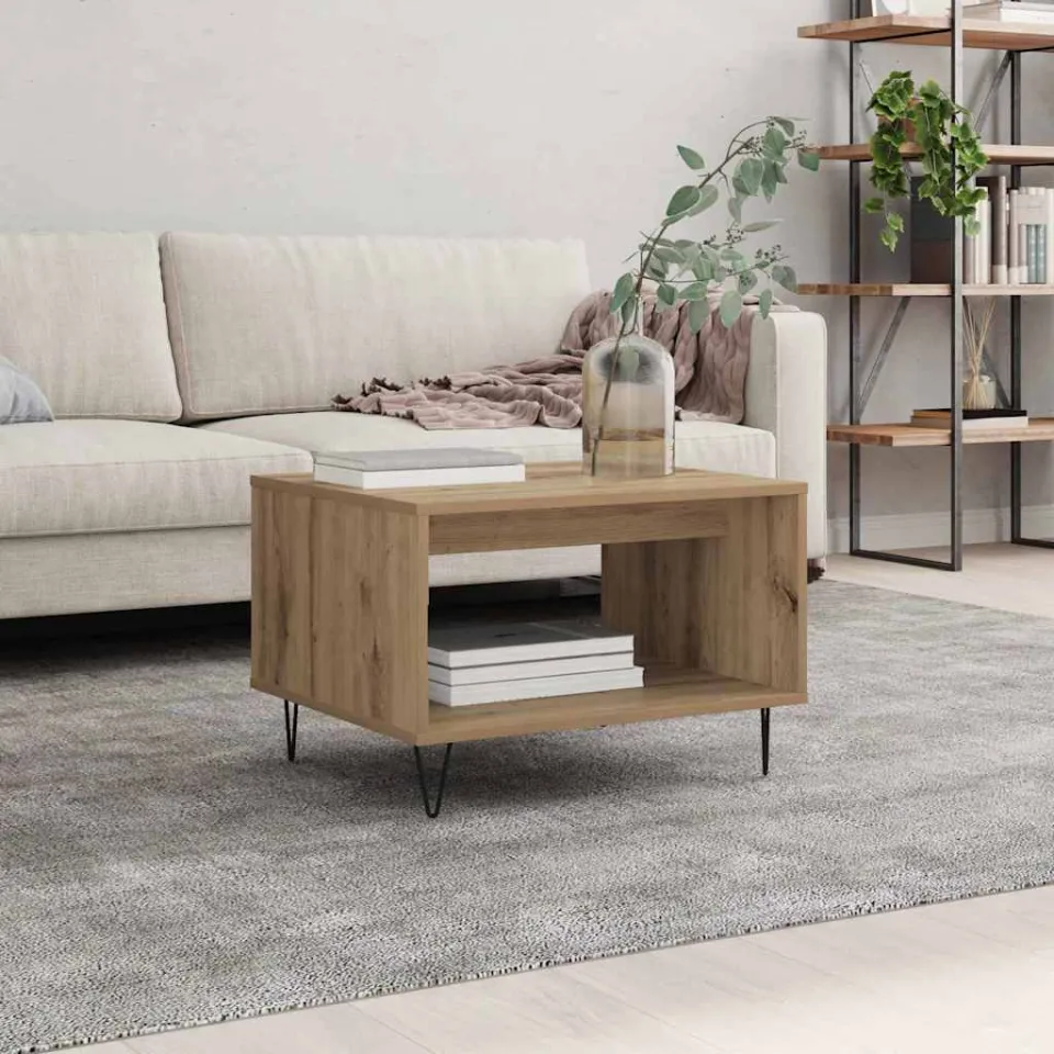 vidaXL Salontafel artisanaal eikenkleurig 60 x 50 x 40 cm Bewerkt hout, foto 4