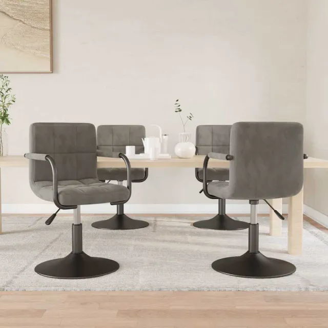 vidaXL Eetkamerstoelen draaibaar 4 st fluweel lichtgrijs grijs
