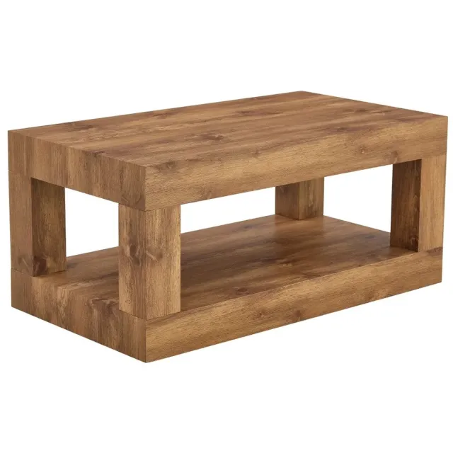 House of Balance Salontafel - Koffietafel - Hout Bruin Design - 2 Laags - 46x93x53 cm - Woonkamer Tafel - Bijzettafel