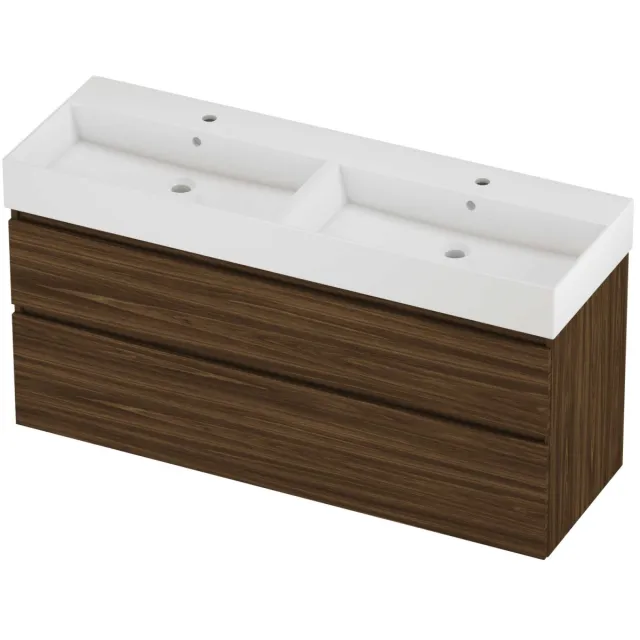Proline Zara Badmeubelset Porselein Loft Dubbel 140x46x73 cm Glans Wit Cabana Oak Eiken
