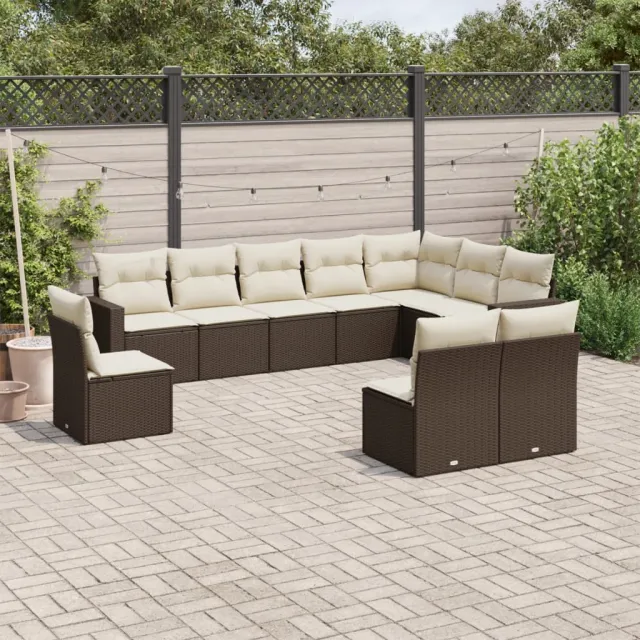vidaXL 10-delige Loungeset met kussens poly rattan bruin, foto 2