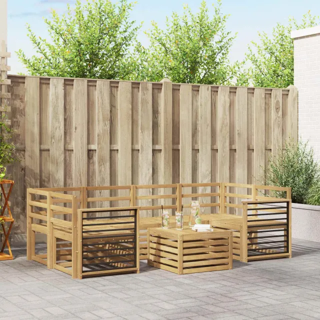 vidaXL Buiten bankenset 7 st 6-zits White Solid Acacia Wood