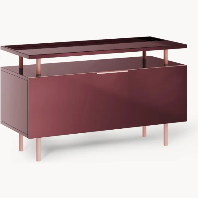 Westwing Collection Hoogglans dressoir Lennie Roze, Wijnrood