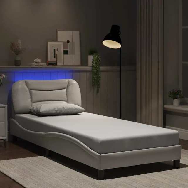 vidaXL Bedframe met LED zonder matras "Hvar" wit 80x200 cm