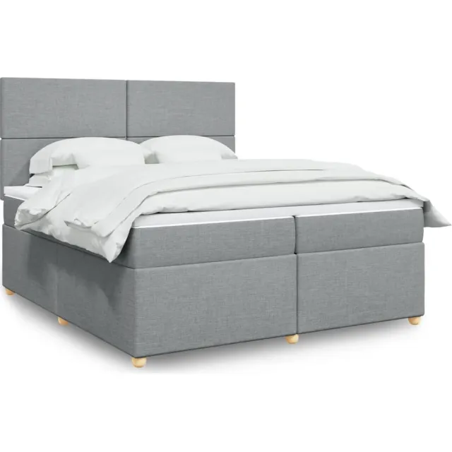 vidaXL Boxspring met matras stof lichtgrijs 200x200 cm grijs