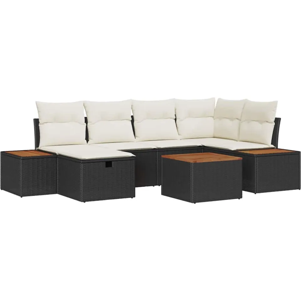 vidaXL Tuin Sofa Set 7 st Zwart poly rattan