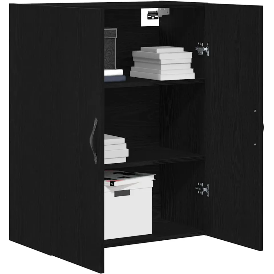 vidaXL Wandkast Zwart Eiken 69,5 x 34 x 180 cm Bewerkt hout