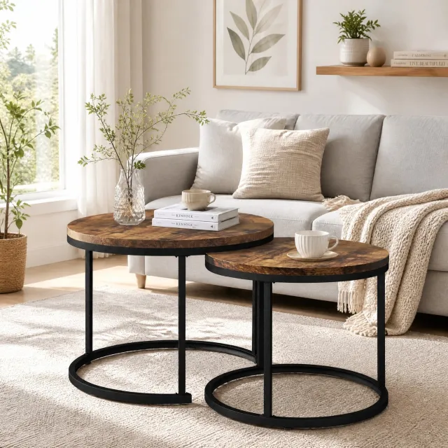 CHICFURN Salontafel - Nestbaar - Set van 2 - Bruin