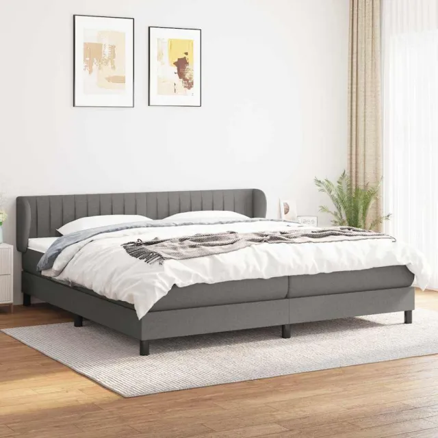 vidaXL Boxspring met matras stof donkergrijs 200x200 cm grijs