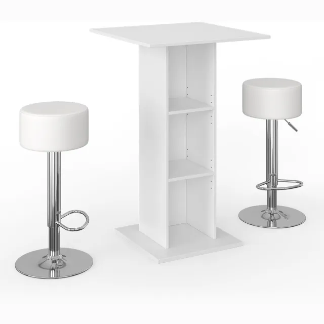 Vicco Rodeo Bartafel set – 70 x 70 cm met 2 barkrukken Wit