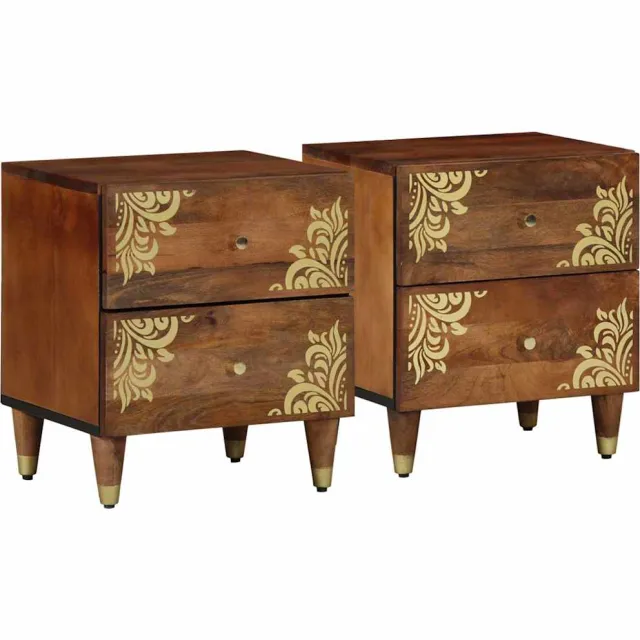 vidaXL Nachtkastje 2 st Honingbruin 40 x 33 x 46 cm Massief Mango Hout