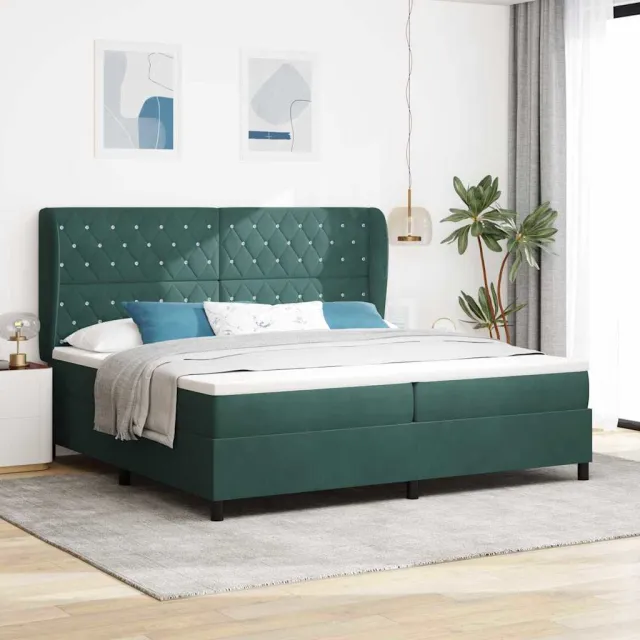 vidaXL Boxspringbed met hoofdeinde Donkergroen 200 x 200 cm Fluweel