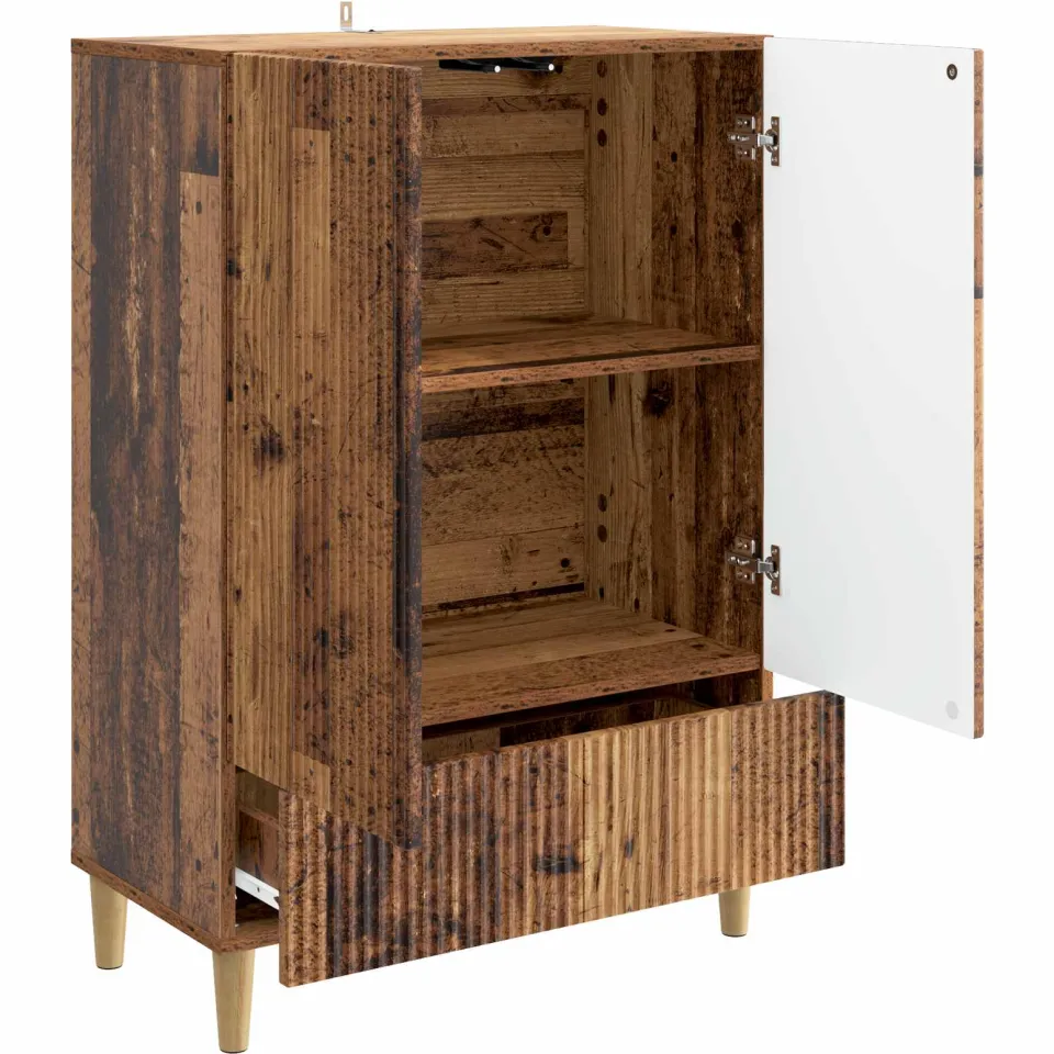 vidaXL Dressoir met lade Oud hout 66 x 34,5 x 95 cm Bewerkt hout bruin, foto 4