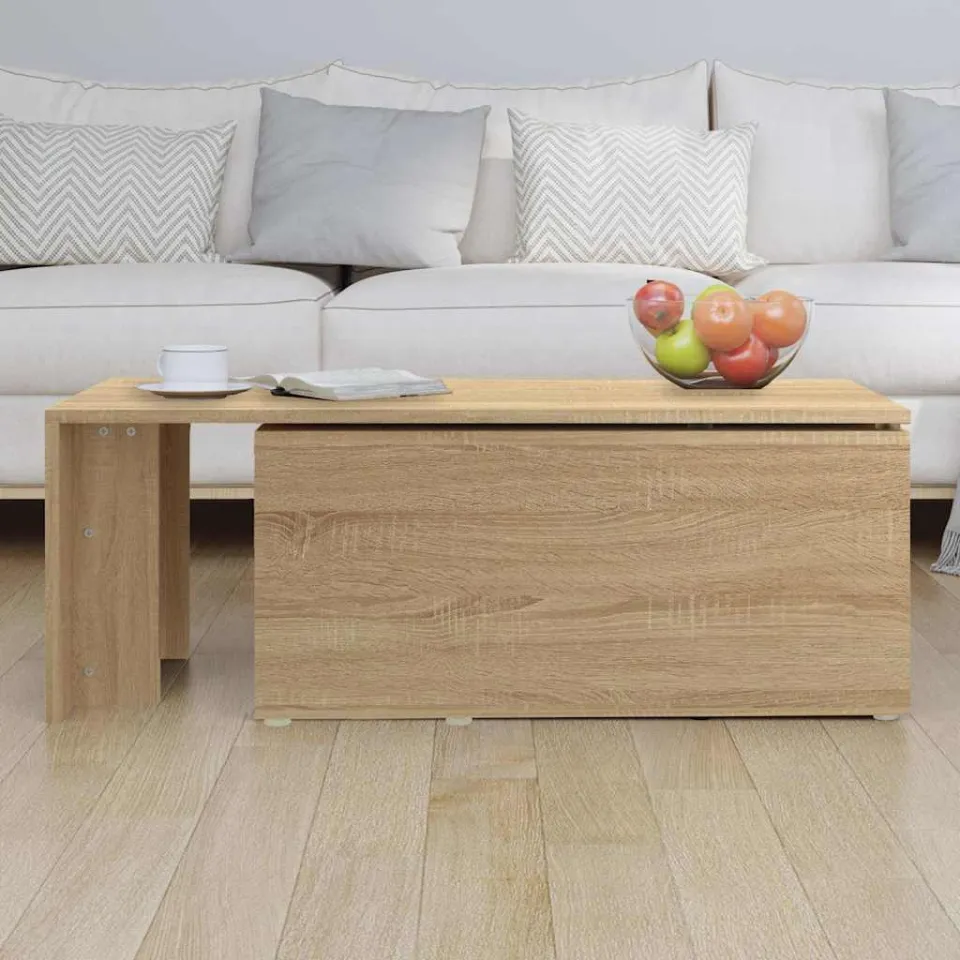 vidaXL Salontafel 150x50x35 cm bewerkt hout sonoma eikenkleurig, foto 4