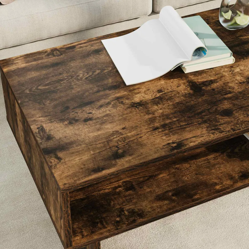vidaXL Salontafel Gerookt eiken 100 x 46 x 35 cm Bewerkt hout, foto 4