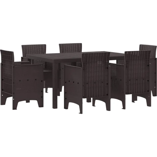 vidaXL Tuin Eetset 7 st Bruin Polt riet