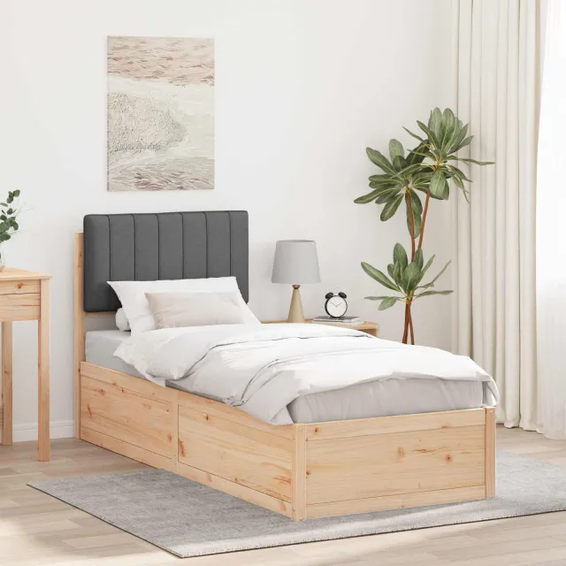 vidaXL Bedframe met Gevoerd Hoofdgedeelte Donkergrijs 75 x 190 cm