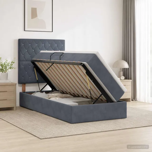 vidaXL Opslag bed met matras Donkergrijs 100 x 200 cm Fluweel