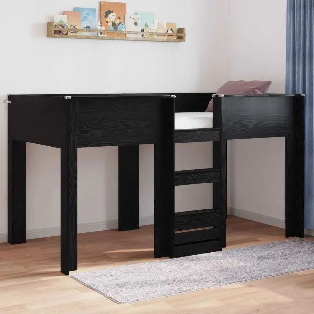 vidaXL Bunk Bed voor Kinderen Zwart Eiken 80 x 200 cm Bewerkt hout