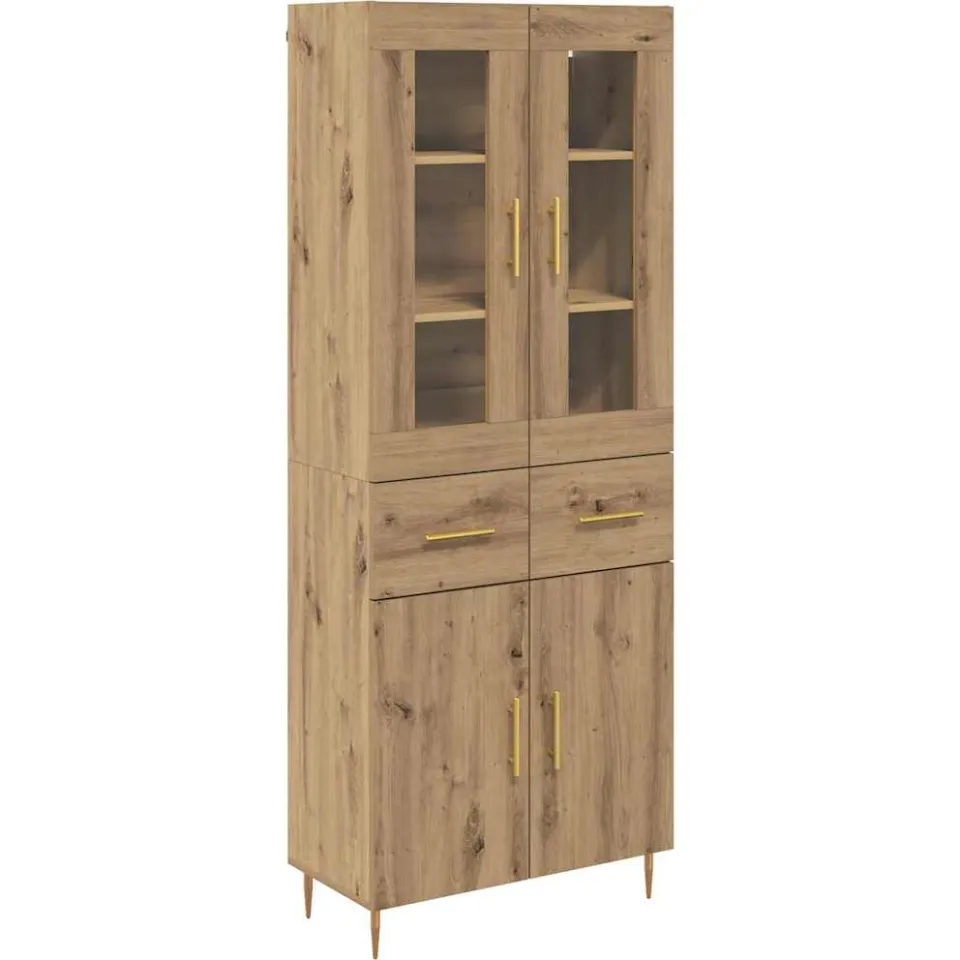 vidaXL Hoge kast 2 st Artisan Eiken 69,5 x 34 x 180 cm Bewerkt hout, foto 3