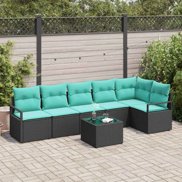 vidaXL Bankstel 7 st Zwart poly rattan, foto 2