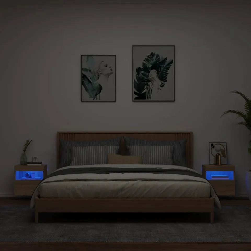 vidaXL Tv-wandmeubels met LED 2 st 40x30x40 cm sonoma eikenkleurig, foto 3