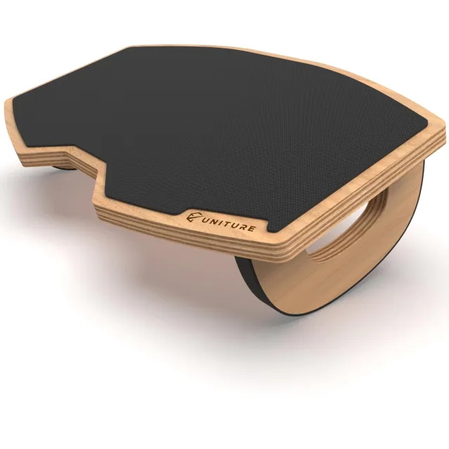 UNITURE [NIEUW] Houten voetenbankje voor op het bureau [Ontworpen in Duitsland] Antislip voetenbankje voor op het bureau met schommelfunctie - Comfortabele voetenbank voor op kantoor - Voetenbankje als accessoire voor thuiskantoor