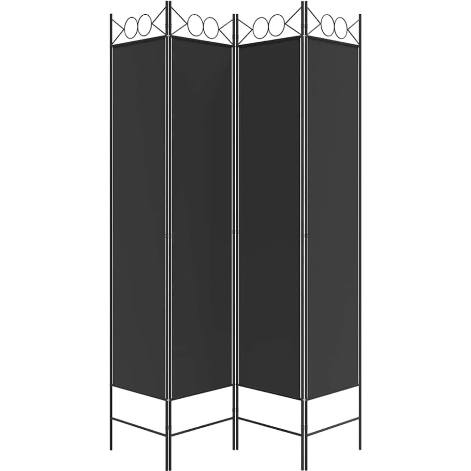 vidaXL Kamerscherm met 4 panelen 160x200 cm stof zwart, foto 4