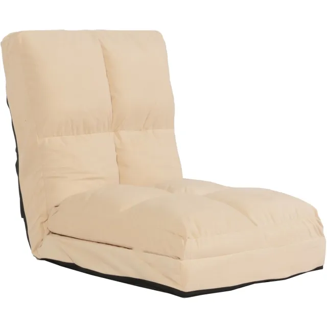 MCW Vloer fauteuil MCW-N45, inklapbare fauteuil inklapbare fauteuil functionele fauteuil, slaapfunctie inklapbaar stalen frame fluweel ~ beige