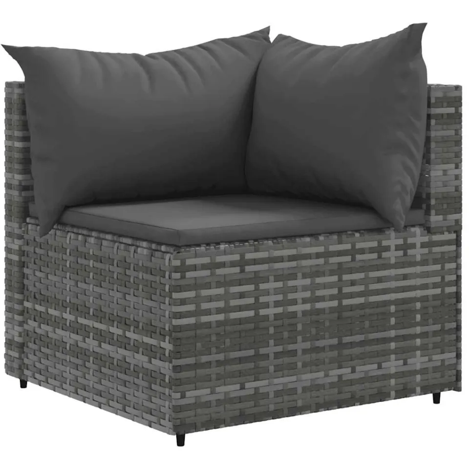 vidaXL 9-delige Loungeset met kussens poly rattan grijs, foto 3