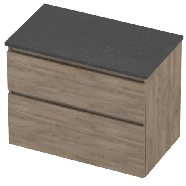 Proline Deck Badmeubelset Hardsteen Asymmetrisch 80x46x55 cm Blue Stone Raw Oak Eiken