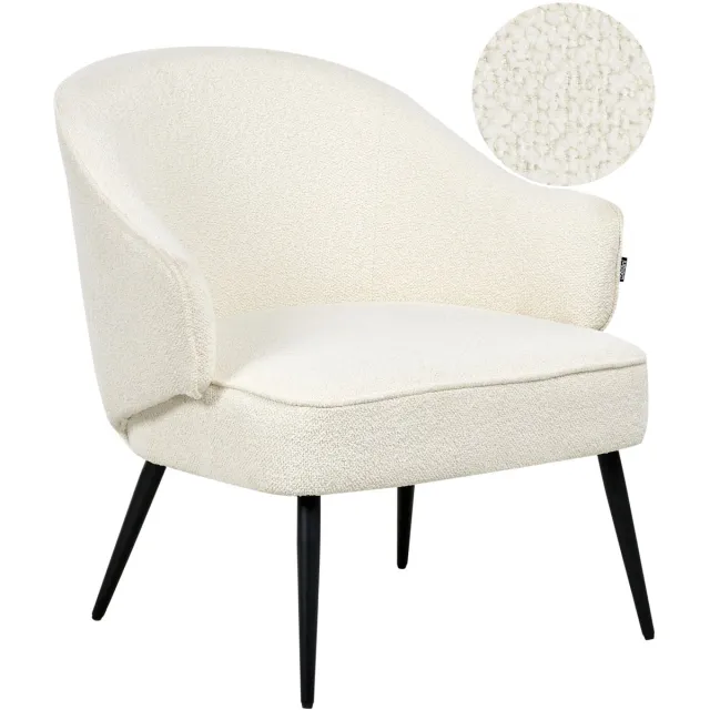 Beliani KAYLA - Fauteuil - Off-white - Bouclé Wit