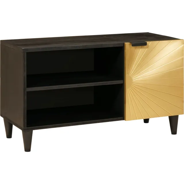 vidaXL TV-kast Zwart en Goud 80 x 33 x 46 cm Bewerkt hout