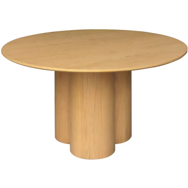sweeek Ronde eettafel van rubberhout en eikenfineer voor 4 personen 130cm - leonore