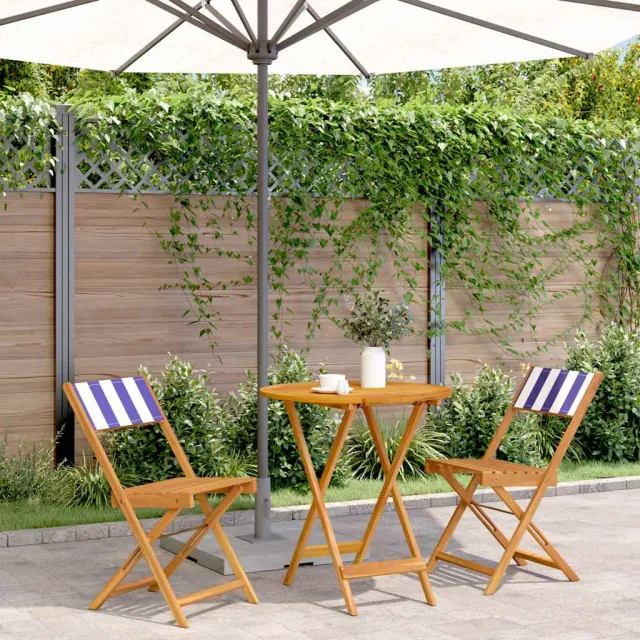 vidaXL 3-delige Bistroset bladpatroon stof en massief hout groen, foto 2