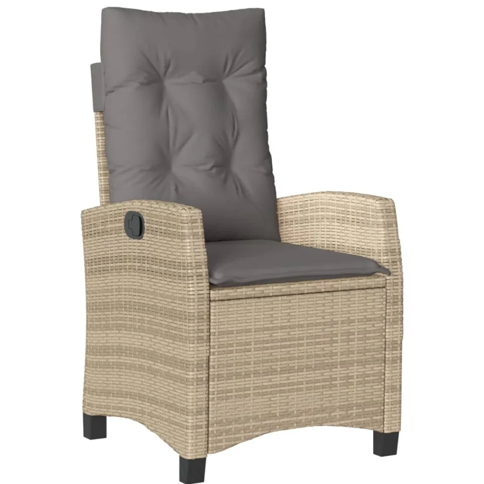 vidaXL 5-delige Tuinset met kussens poly rattan beige