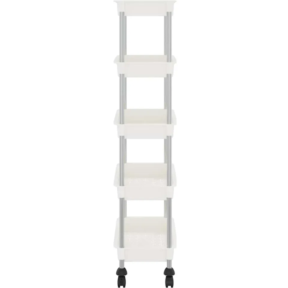 vidaXL Keukentrolley 5-laags 42x29x128 cm ijzer en ABS wit, foto 4