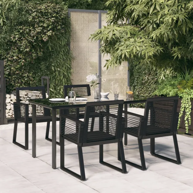 vidaXL 5-delige Tuinset PVC-rattan zwart, foto 2