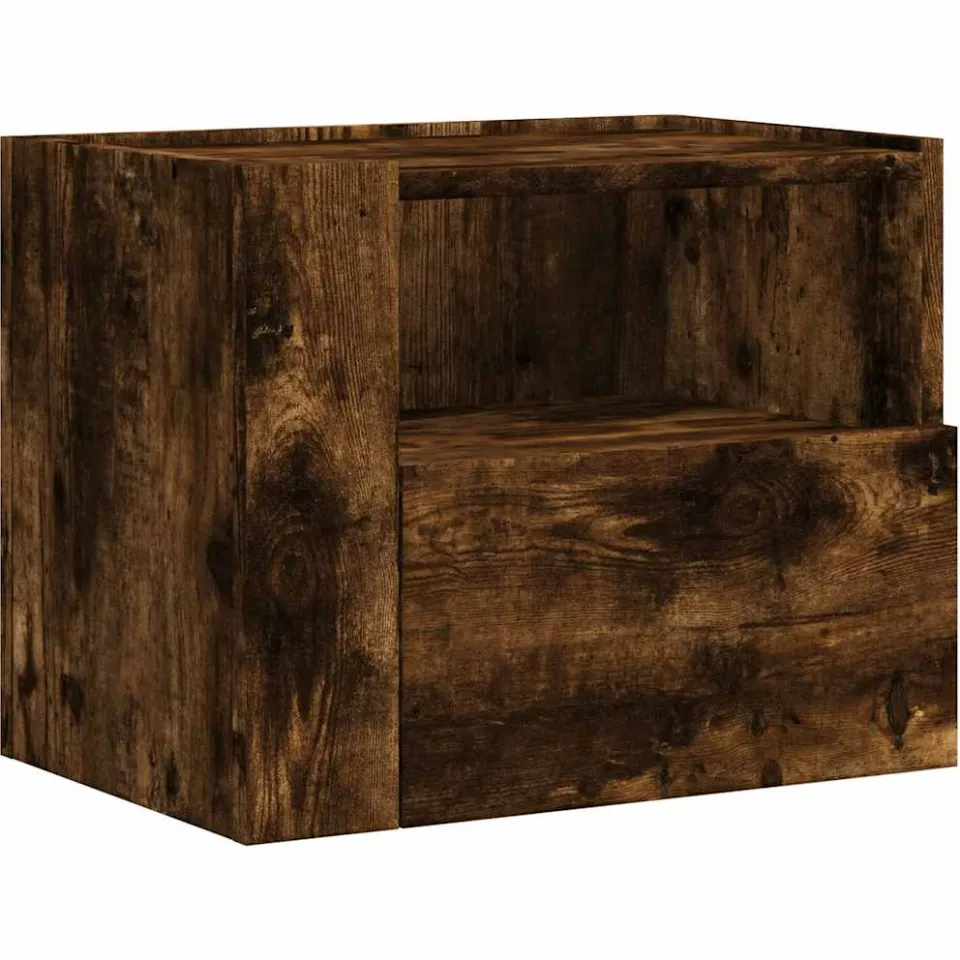 vidaXL Nachtkastjes 2 st wandgemonteerd 45x30x35 cm gerookt eikenkleur, foto 4