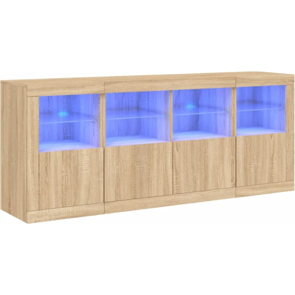 vidaXL Dressoir met LED-verlichting 163x37x67 cm sonoma eikenkleurig, foto 3