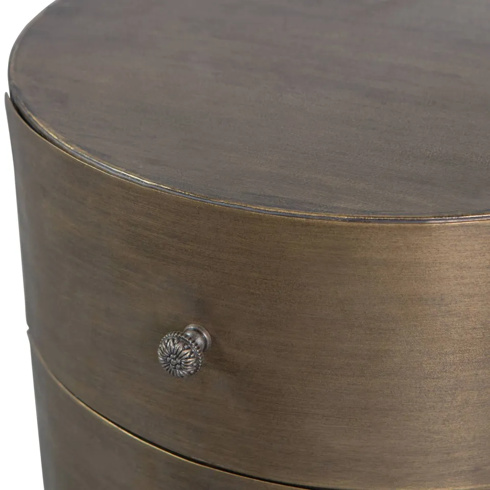 WOOOD Glossy rond kastje antique brass, foto 4