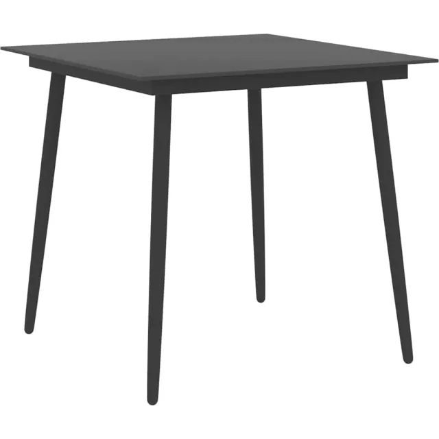 vidaXL Tuintafel 80x80x74 cm staal en glas zwart, foto 2