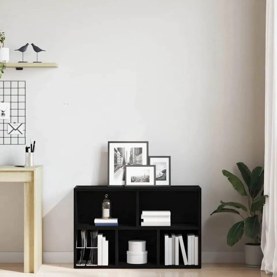 vidaXL Boekenkast Zwart Eiken 50x25x80 cm Engineered Wood, foto 4