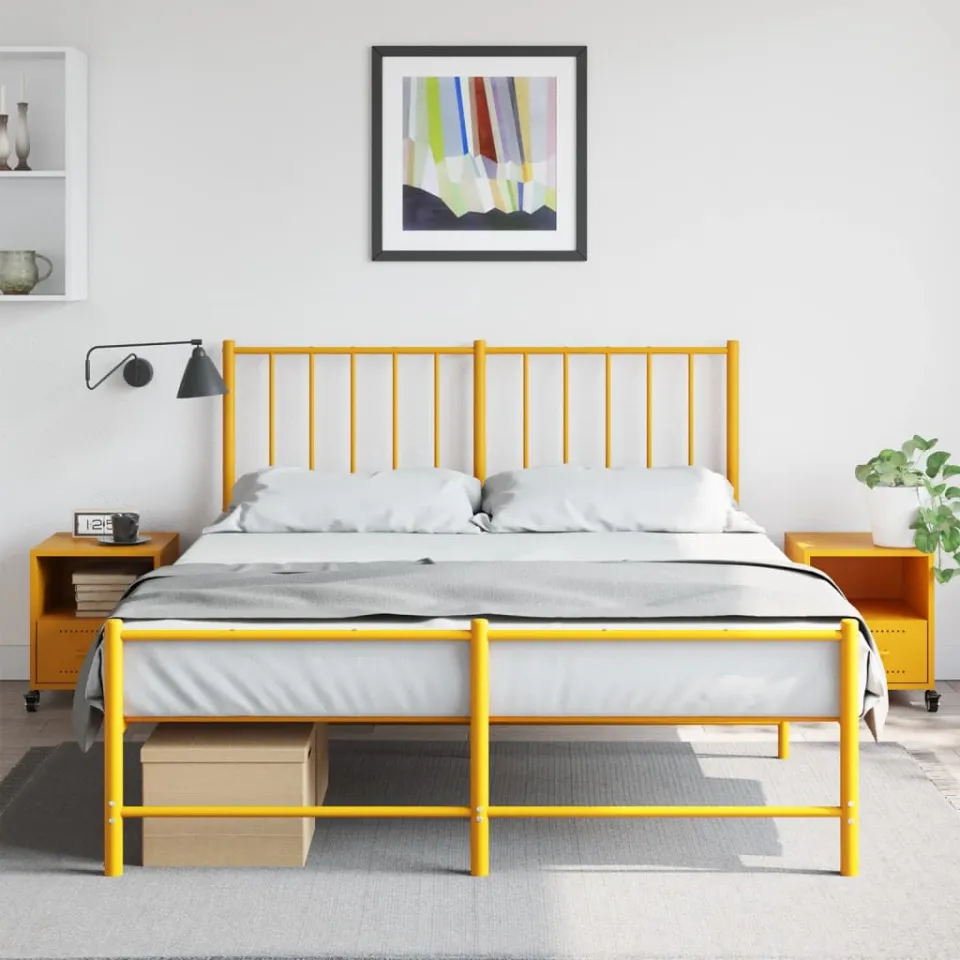 vidaXL Nachtkastjes 2 st 36x39x43,5 cm staal mosterdgeel, foto 2