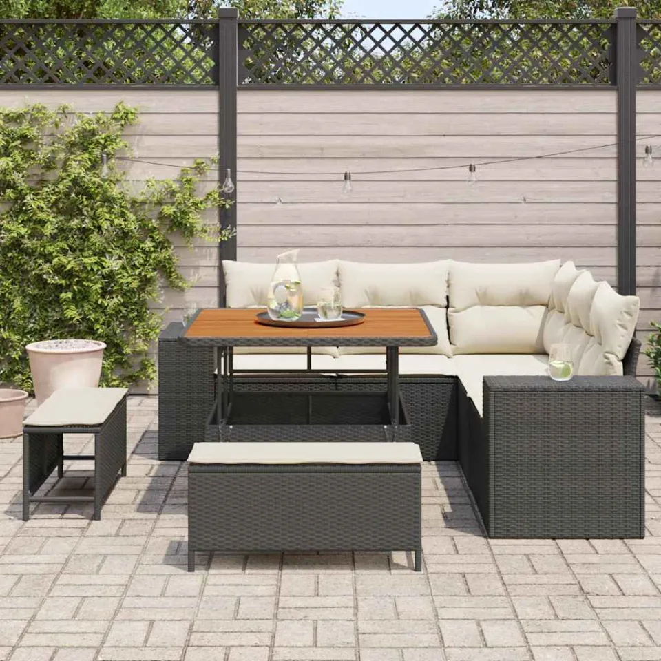 vidaXL Tuin Sofa Set 8 st Zwart poly rattan, foto 3