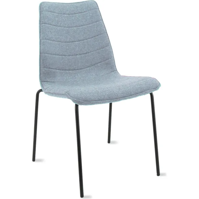 Workliving Verona Eetkamerstoel / Vergaderstoel - Wolvilt Fenice 351 zachtblauw - frame zwart Blauw - Zwart