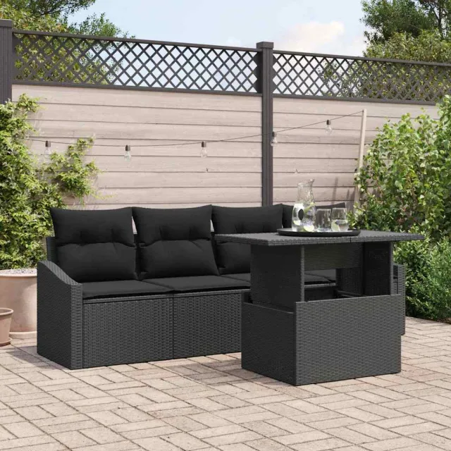 vidaXL Tuin Sofa Set 5 st Zwart poly rattan, foto 2