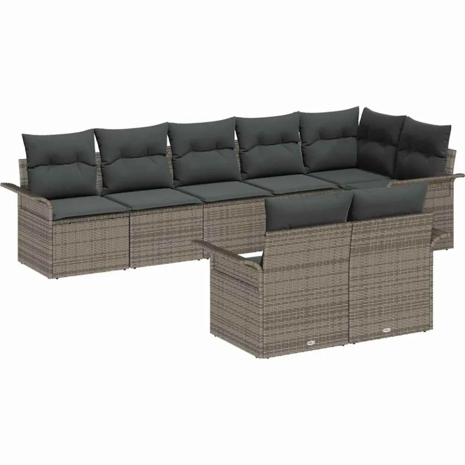 vidaXL Tuin Sofa Set 8 st Grijs poly rattan, foto 4