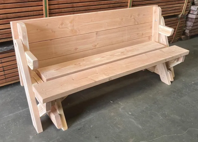 Bank en Tafel 2 in 1 Inklapbare Picknicktafel - Model XL - DICHT TAFELBLAD 4 cm GEEN SCHOEFGATEN in tafelblad - 3 tot 6 personen - Bank en Tafel 2 in 1 - Compleet gemonteerd geleverd Bruin